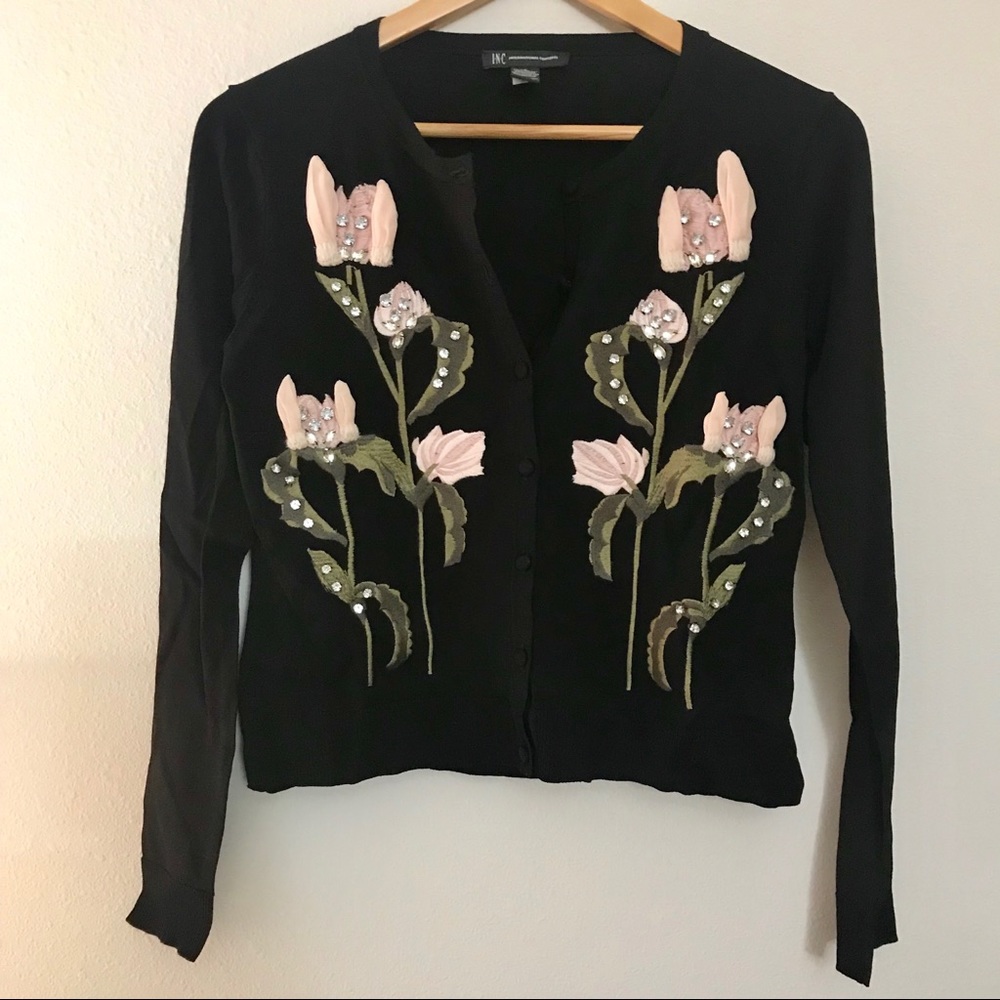 New INC Rhinestone 3/4 Sleeve Sweater